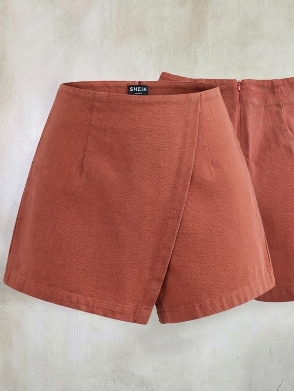 Shein Rust Orange Front Wrap Skort Size S Thick Material